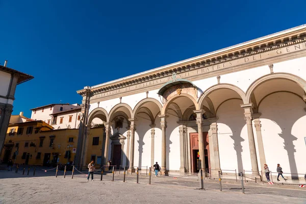 Флоренция Италия Апреля 2022 Года Площади Сантиссима Анунциата Размещены Базилика — стоковое фото