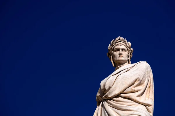 Florence Italy April 2022 Marble Statue Dante Alighieri Santa Croce — 스톡 사진