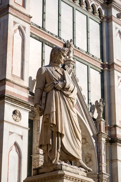 Florence Italy April 2022 Marble Statue Dante Alighieri Santa Croce —  Fotos de Stock