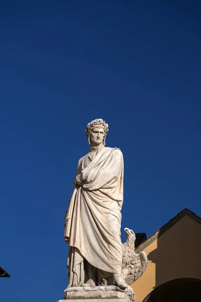 Marble Statue Dante Alighieri Santa Croce Square Florance Italy — Zdjęcie stockowe