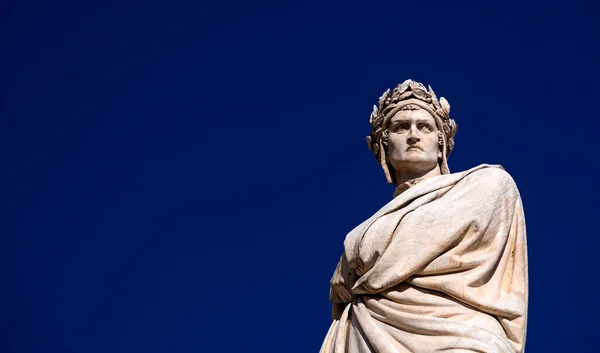 Marble Statue Dante Alighieri Santa Croce Square Florance Italy — Foto Stock