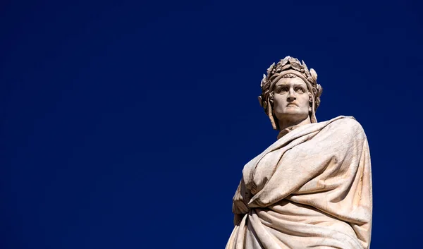 Marble Statue Dante Alighieri Santa Croce Square Florance Italy — 图库照片