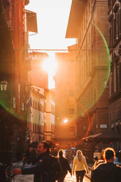 Florença Itália Abril 2022 Cena Pôr Sol Nas Ruas Históricas — Fotografia de Stock