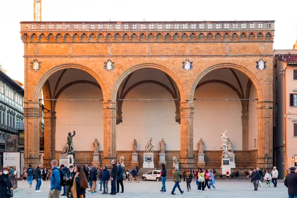 Florence Italy April 2022 Sculptures Loggia Dei Lanzi Building Corner — 图库照片