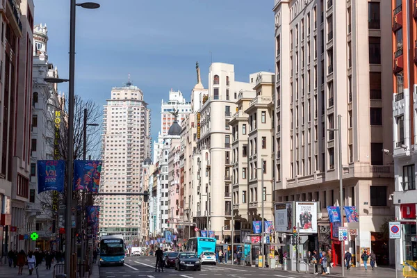 Madrid Espanha Feb 2022 Gran Uma Das Zonas Comerciais Mais — Fotografia de Stock