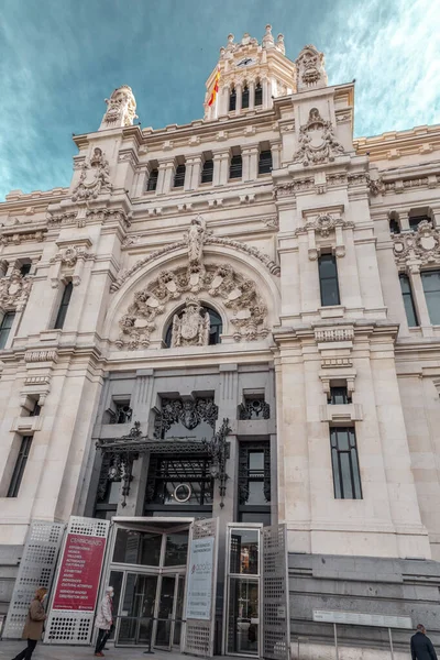 Madrid Espanha Fev 2022 Palácio Cibeles Formalmente Conhecido Como Palácio — Fotografia de Stock