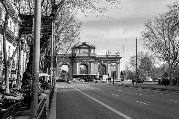 Madrid Espagne Février 2022 Puerta Alcala Est Une Porte Néoclassique — Photo