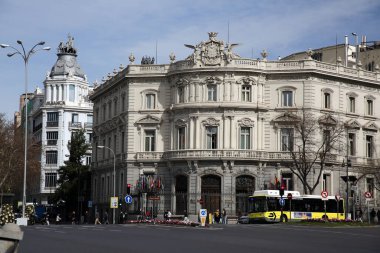 Madrid, Spain - FEB 16, 2022: Casa de America is a public consortium and cultural center created in the 1990s, Palacio de Linares, Madrid, Spain. clipart