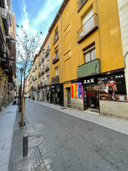 Madrid Španělsko Feb 2022 Obecná Architektura Pohled Ulici Čtvrti Chueca — Stock fotografie
