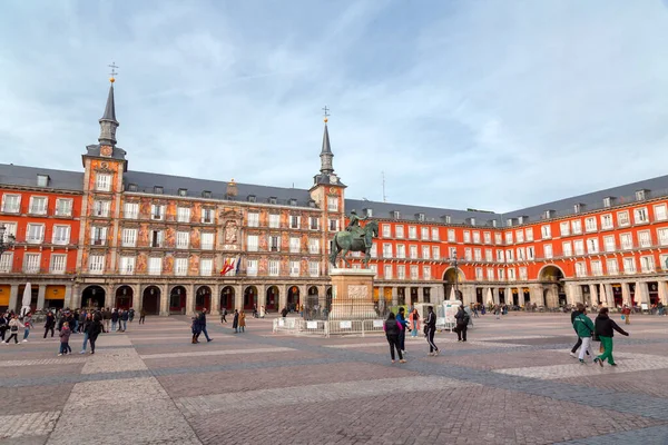 Μαδρίτη Ισπανία Φεβρουάριος 2022 Αστική Θέα Από Την Πλατεία Plaza — Φωτογραφία Αρχείου
