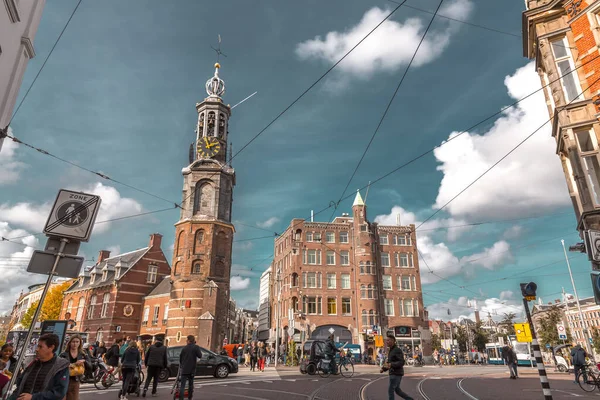 Амстердам Нидерланды Октября 2021 Года Munttt Mint Tower Башня Амстердаме — стоковое фото