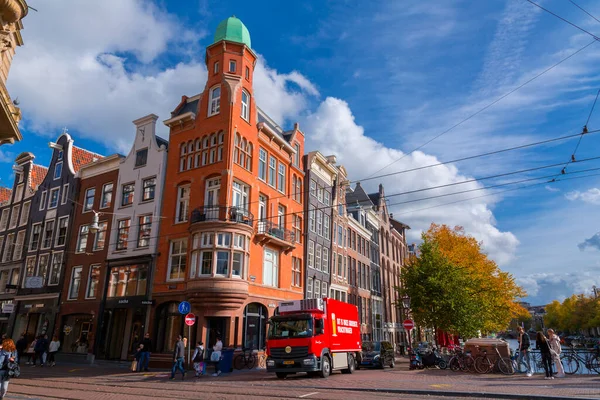Амстердам Нидерланды Октября 2021 Года Вид Улицу Общая Архитектура Амстердама — стоковое фото