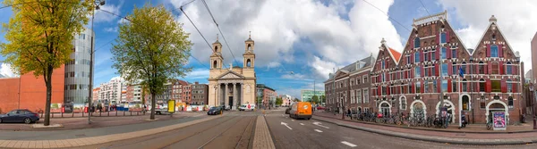2021年Nl Oct 12月12日 阿姆斯特丹 荷兰阿姆斯特丹Waterlooplein街区的摩西和亚伦教堂 — 图库照片