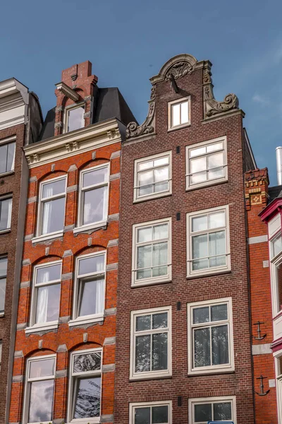 Vista Calle Arquitectura Genérica Amsterdam Con Edificios Estilo Holandés Típico — Foto de Stock