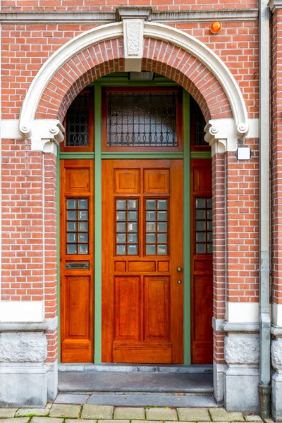 Detalhe Arquitetônico Típico Holandês Uma Porta Amsterdã Países Baixos — Fotografia de Stock