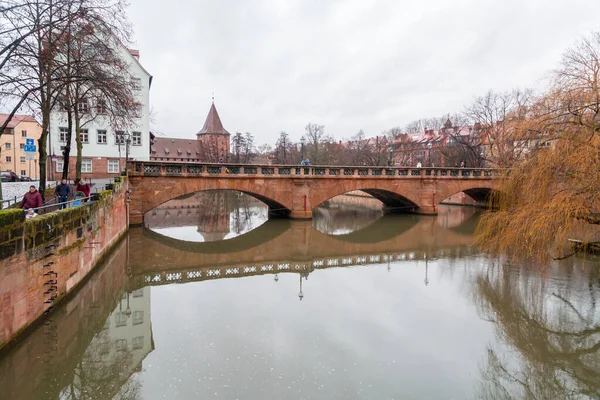 Nuremberg Germany December 2021 Beautiful View Old Bridge Winter Time — Stockfoto