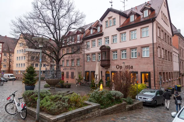 Νυρεμβέργη Γερμανία Δεκεμβρίου 2021 Τυπική Γερμανική Μισοφτιαγμένη Αρχιτεκτονική Στους Δρόμους — Φωτογραφία Αρχείου