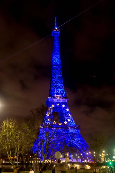 Paris France Jan 2022 Emblématique Tour Eiffel Illuminée Nuit Tour — Photo