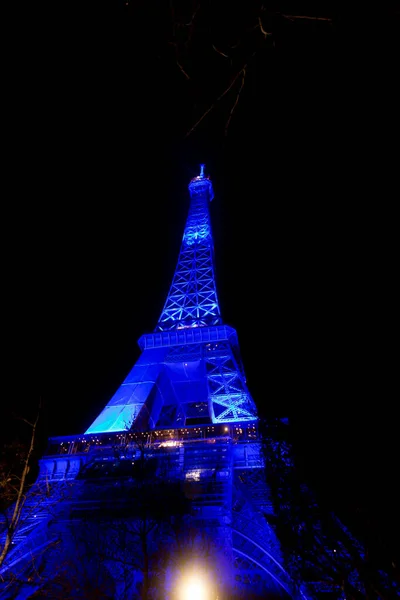 Παρίσι Γαλλία Jan 2022 Εικονικός Πύργος Του Άιφελ Φωτίζεται Νύχτα — Φωτογραφία Αρχείου