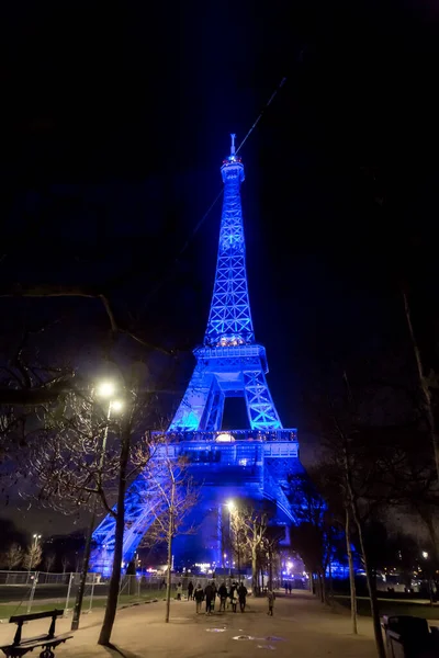 Paris França Jan 2022 Icônica Torre Eiffel Iluminada Noite Torre — Fotografia de Stock