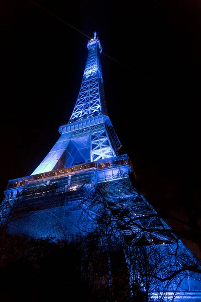 Париж Франция Jan 2022 Iconic Eiffel Tower Illuminated Night Wrought — стоковое фото