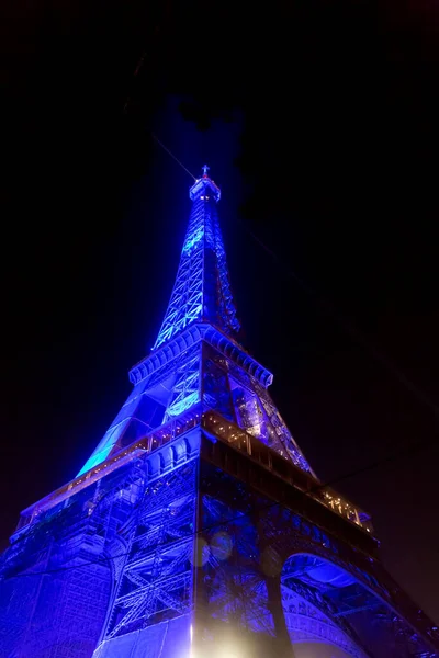 Paříž Francie Jan 2022 Kultovní Eiffelova Věž Osvětlená Noci Železná — Stock fotografie