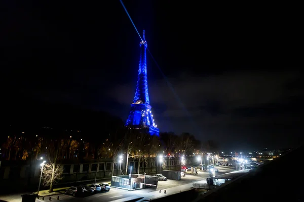 Paris Fransa Ocak 2022 Geceleri Aydınlatılan Ikonik Eyfel Kulesi Fransa — Stok fotoğraf