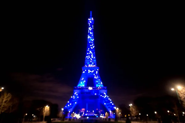 Icónica Torre Eiffel Iluminada Por Noche Torre Celosía Hierro Forjado — Foto de Stock