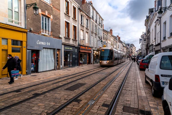 Orleans Francia Ene 2022 Moderno Tranvía Eléctrico Que Transporta Pasajeros —  Fotos de Stock