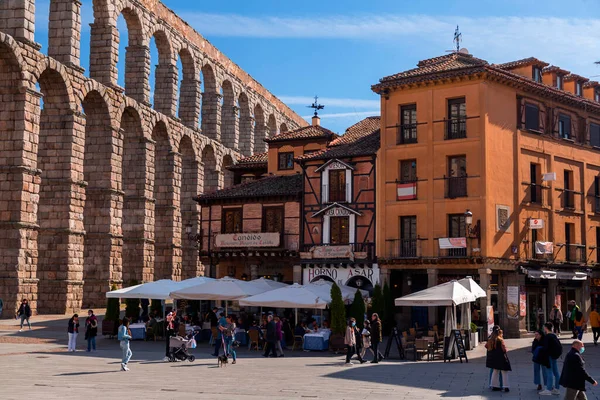 Segóvia Espanha Fevereiro 2022 Antigo Aqueduto Romano Segóvia Dos Aquedutos — Fotografia de Stock