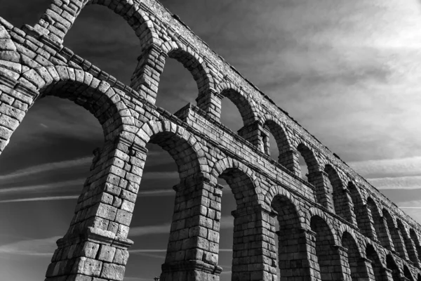 Den Antika Romerska Akvedukten Segovia Bäst Bevarade Upphöjda Romerska Akvedukterna — Stockfoto