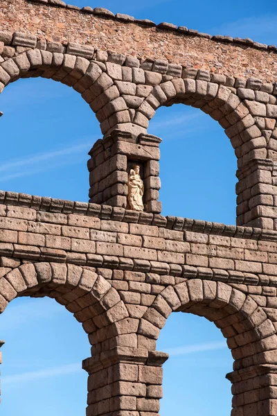 Ancient Roman Aqueduct Segovia One Best Preserved Elevated Roman Aqueducts — Stock Photo, Image