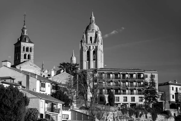 Stadsgezicht Vanuit Oude Stad Segovia Toren Van Kathedraal Van Segovia — Stockfoto