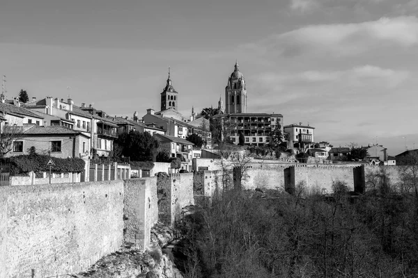 Segovia Španělsko Únor 2022 Pohled Město Starobylého Města Segovia Věž — Stock fotografie