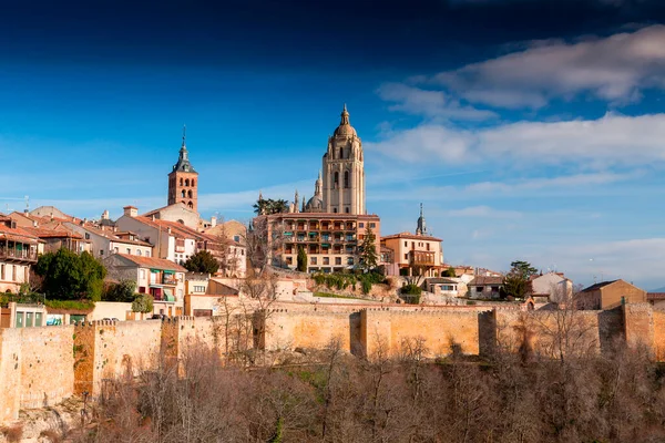 Segovia Spanya Şubat 2022 Segovia Antik Şehri Segovia Katedrali Bakan — Stok fotoğraf