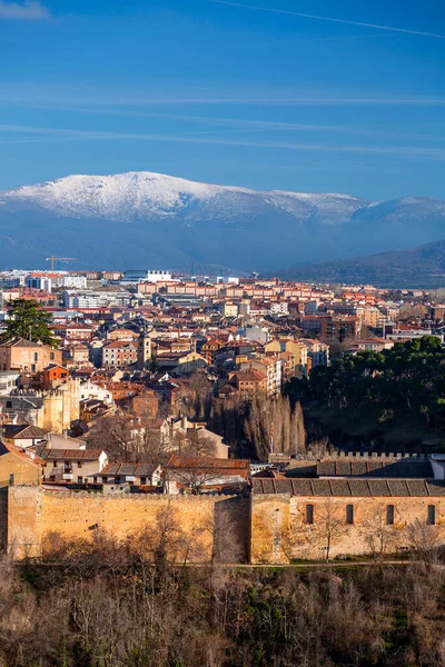 Segovia Hiszpania Lutego 2022 Widok Lotu Ptaka Miasto Segovia Regionie — Zdjęcie stockowe