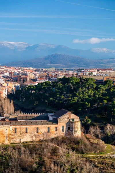 Segóvia Espanha Fevereiro 2022 Vista Aérea Cidade Segóvia Região Castela — Fotografia de Stock