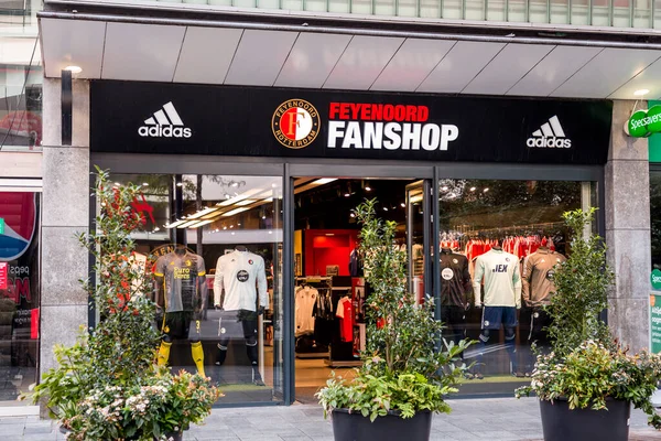 stock image Rotterdam, Netherlands - October 10, 2021: Official fan store of Feyenoord Football Club of Rotterdam.