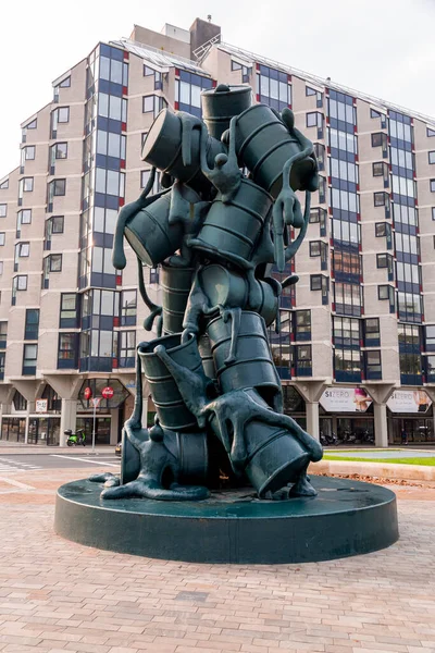 stock image Rotterdam, NL - OCT 6, 2021: The Cascade is a eight metre tall modern sculpture by Atelier van Lieshout, made of polyester at Churchillplein, Rotterdam.