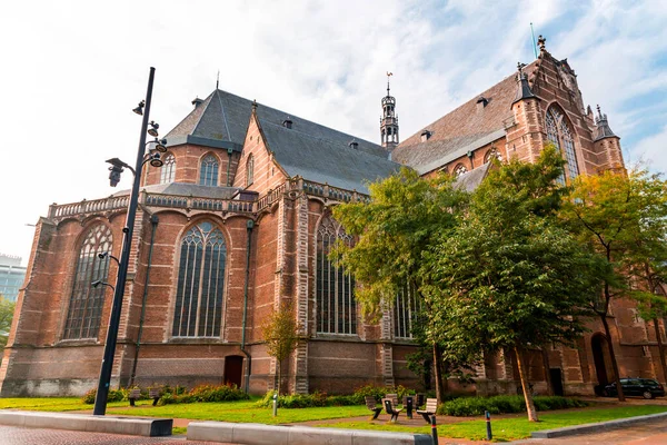 stock image Rotterdam, Netherlands - October 10, 2021: Exterior view of the Grote of Sint-Laurenskerk, a Protestant church and the only remnant of the medieval city of Rotterdam.