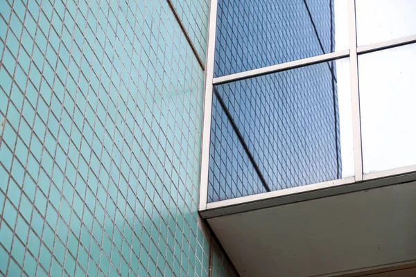 Městský Architektonický Detail Průmyslovou Fasádou Modrými Dlaždicemi Průmyslový Retro Styl — Stock fotografie
