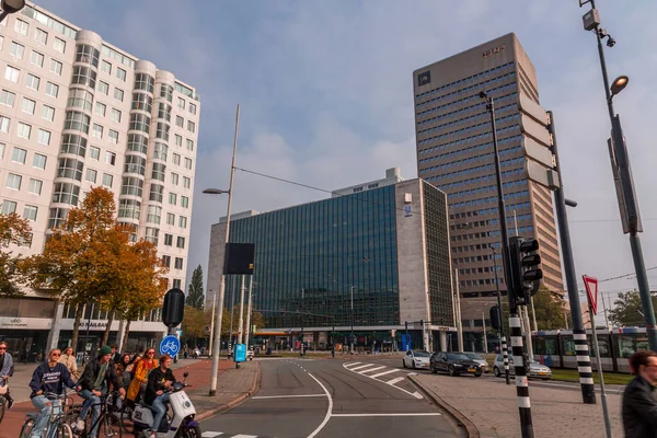Роттердам Нидерланды Oct 2021 Street View Modern Architecture Business Towers — стоковое фото