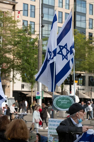 Άμστερνταμ Ολλανδία Οκτωβρίου 2021 Ισραηλινός Λαός Διαμαρτύρεται Στην Πλατεία Νταμ — Φωτογραφία Αρχείου