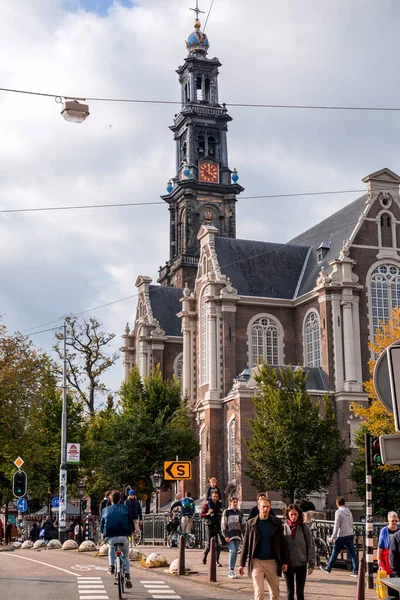 Амстердам Нидерланды Октября 2021 Года Западная Церковь Реформаторская Церковь Рамках — стоковое фото