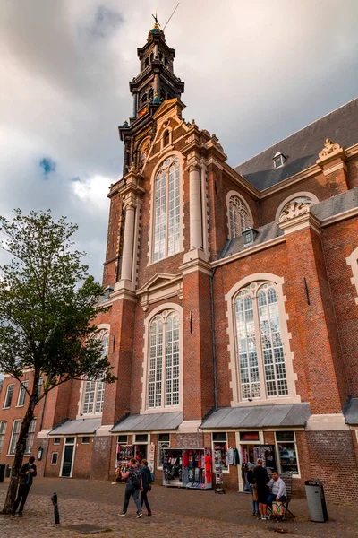 stock image Amsterdam, NL - October 10, 2021: The Westerkerk, Western Church is a Reformed church within Dutch Protestant Calvinism in central Amsterdam, Netherlands.