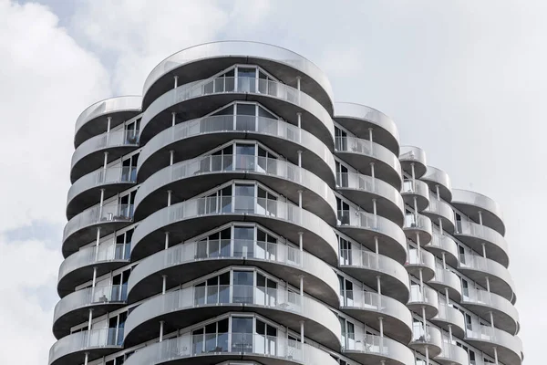 Edifício Condomínio Moderno Com Varandas Semicirculares Arquitetura Criativa Rotterdam — Fotografia de Stock