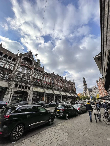 Амстердам Нидерланды Октября 2021 Года Вид Улицу Жанровая Архитектура Амстердама — стоковое фото