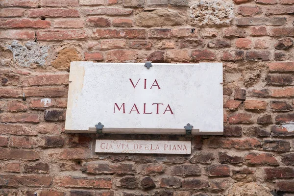 Siena Italia Abr 2022 Señal Tradicional Mármol Ciudad Histórica Siena —  Fotos de Stock