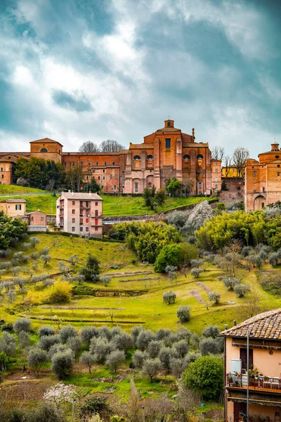 Aerial Architecture Street View Historical Italian City Siena Tuscany — Fotografia de Stock