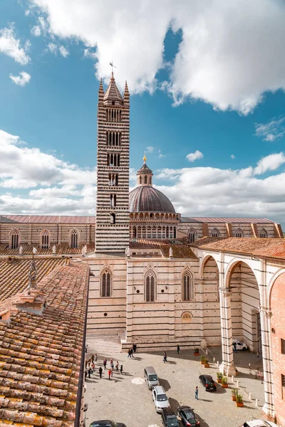 Stock image Siena, Italy - APR 7, 2022: Siena Cathedral is a medieval church in Siena, dedicated from its earliest days as a Roman Catholic Marian church, now dedicated to the Assumption of Mary.